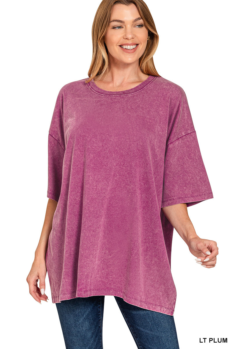 Light Plum French Terry Washed Oversized Tee