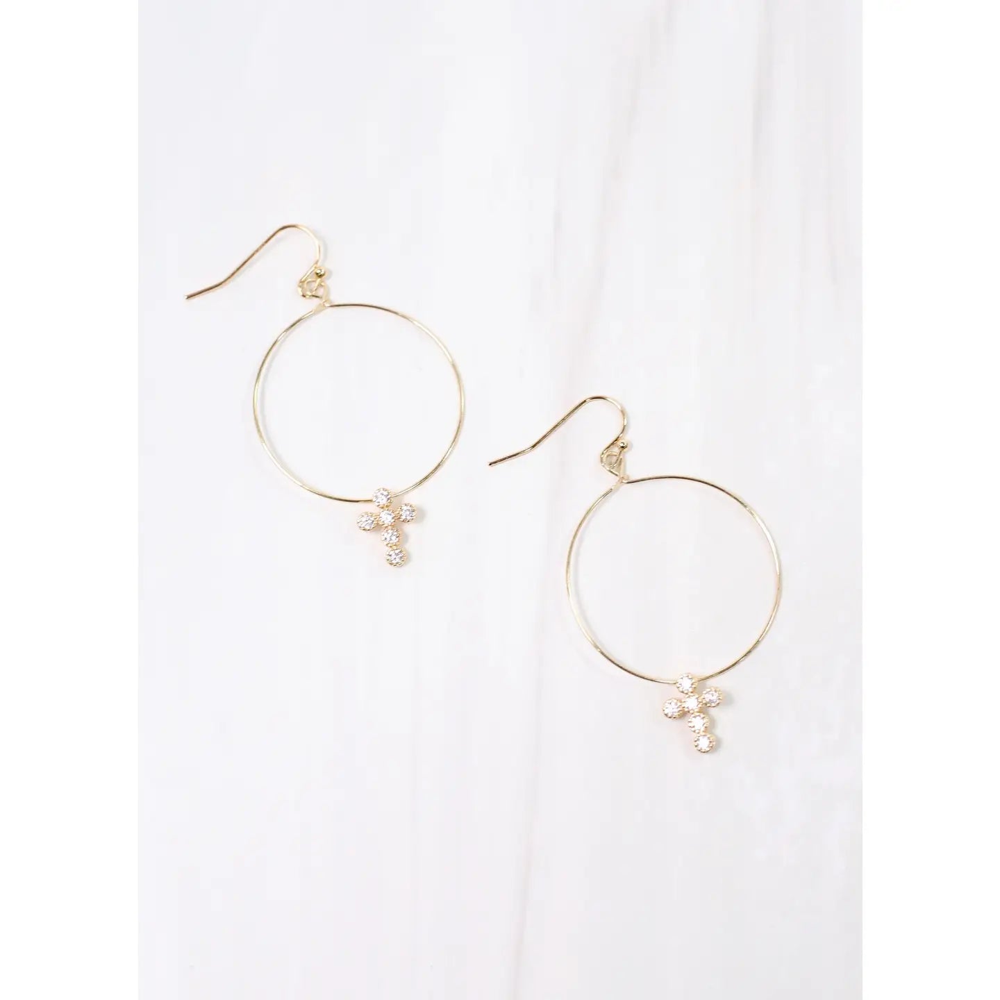 Cassidey Cz Cross Hoop Earring Gold