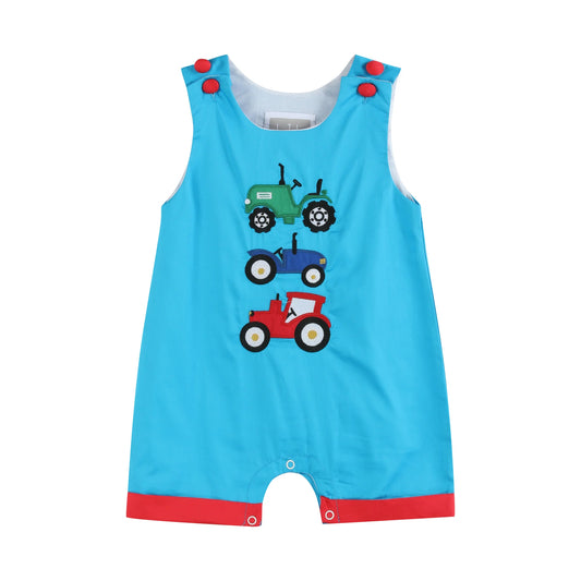 Boys Tractor Applique Shortalls