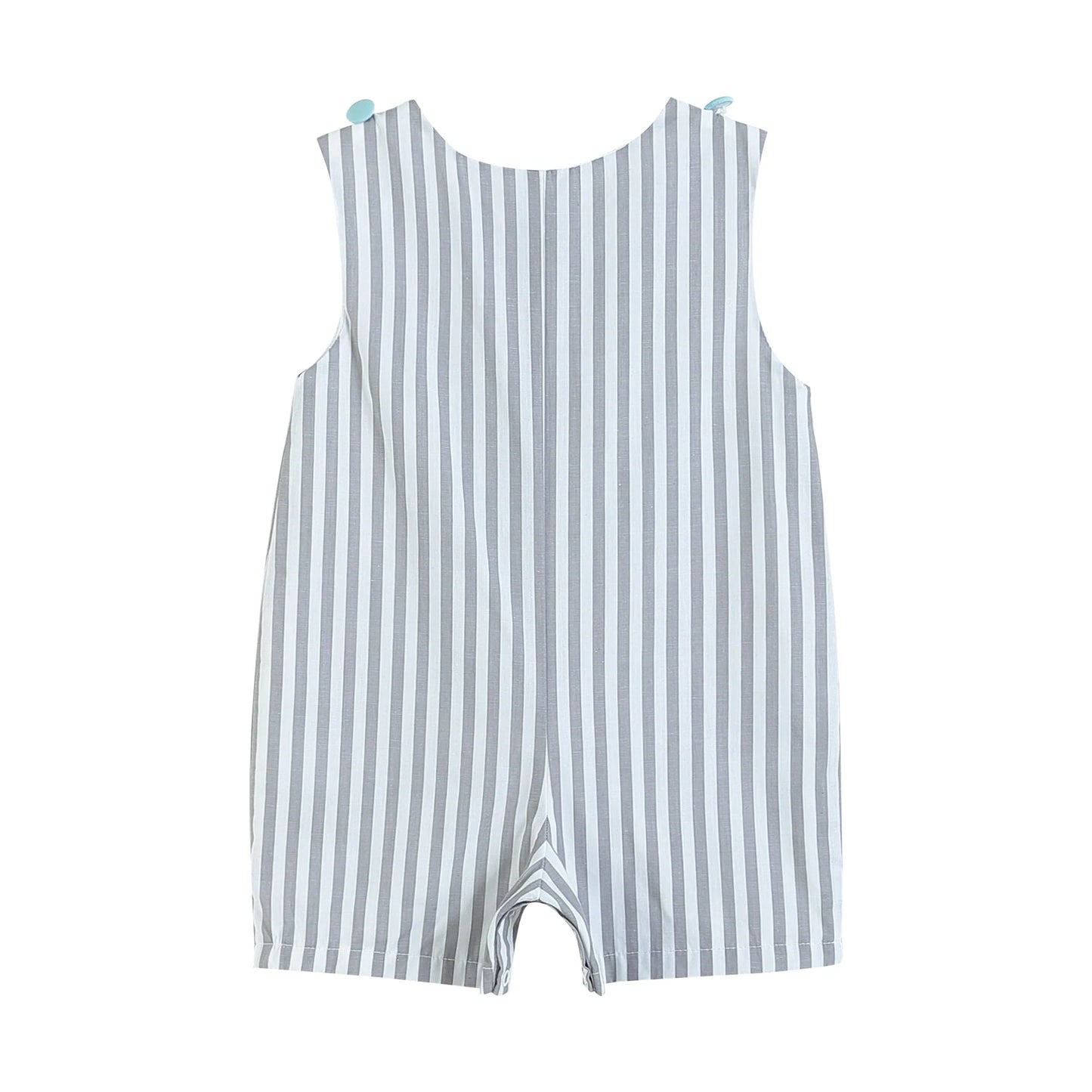 Boys Gray Striped Easter Egg Shortalls