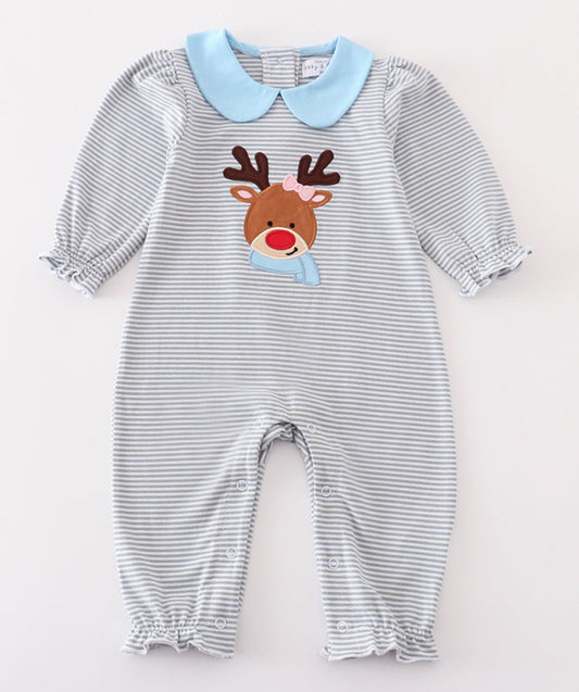 Reindeer Appliqué Girls Romper