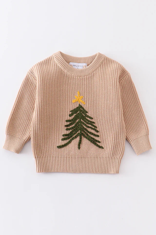 Christmas Tree Hand-Embroidery Sweater