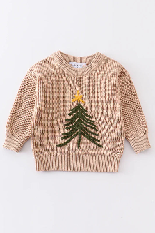 Christmas Tree Hand-Embroidery Sweater