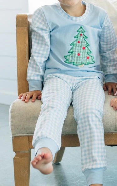 Christmas Tree Embroidered Boy Pjs