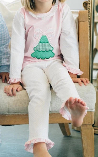 Christmas Tree Girl Embroidered Pjs