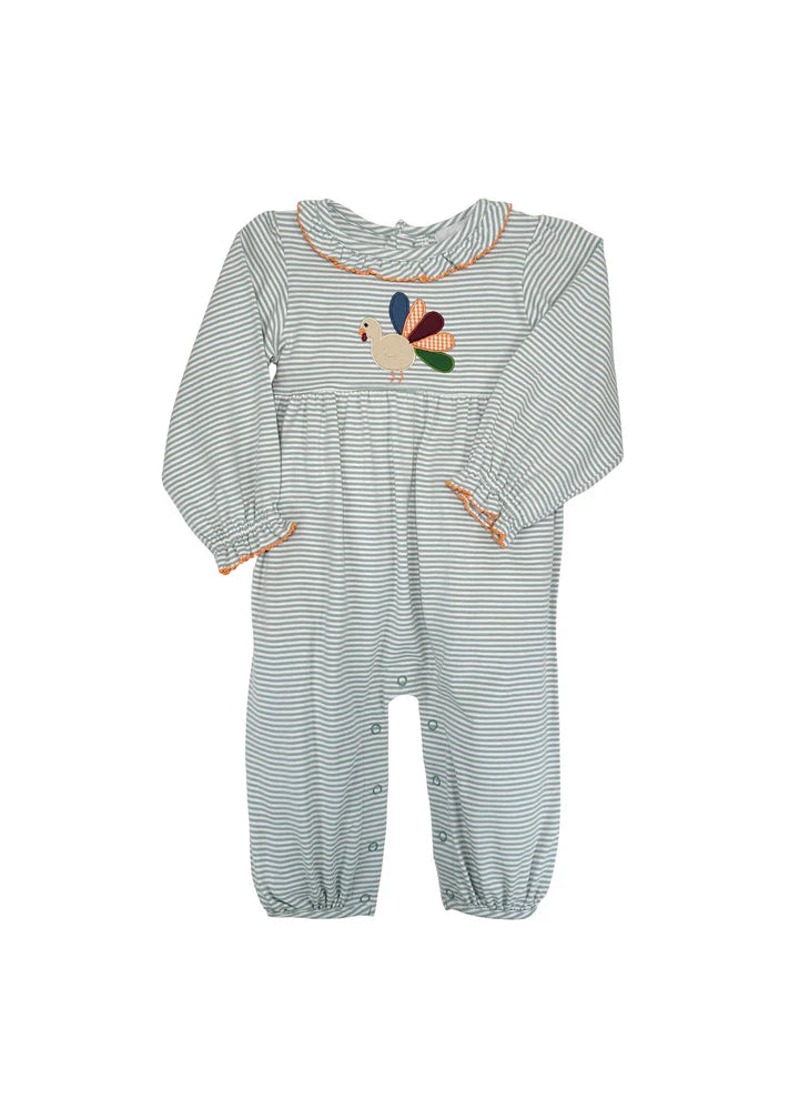 Girls Embroidered Turkey Romper