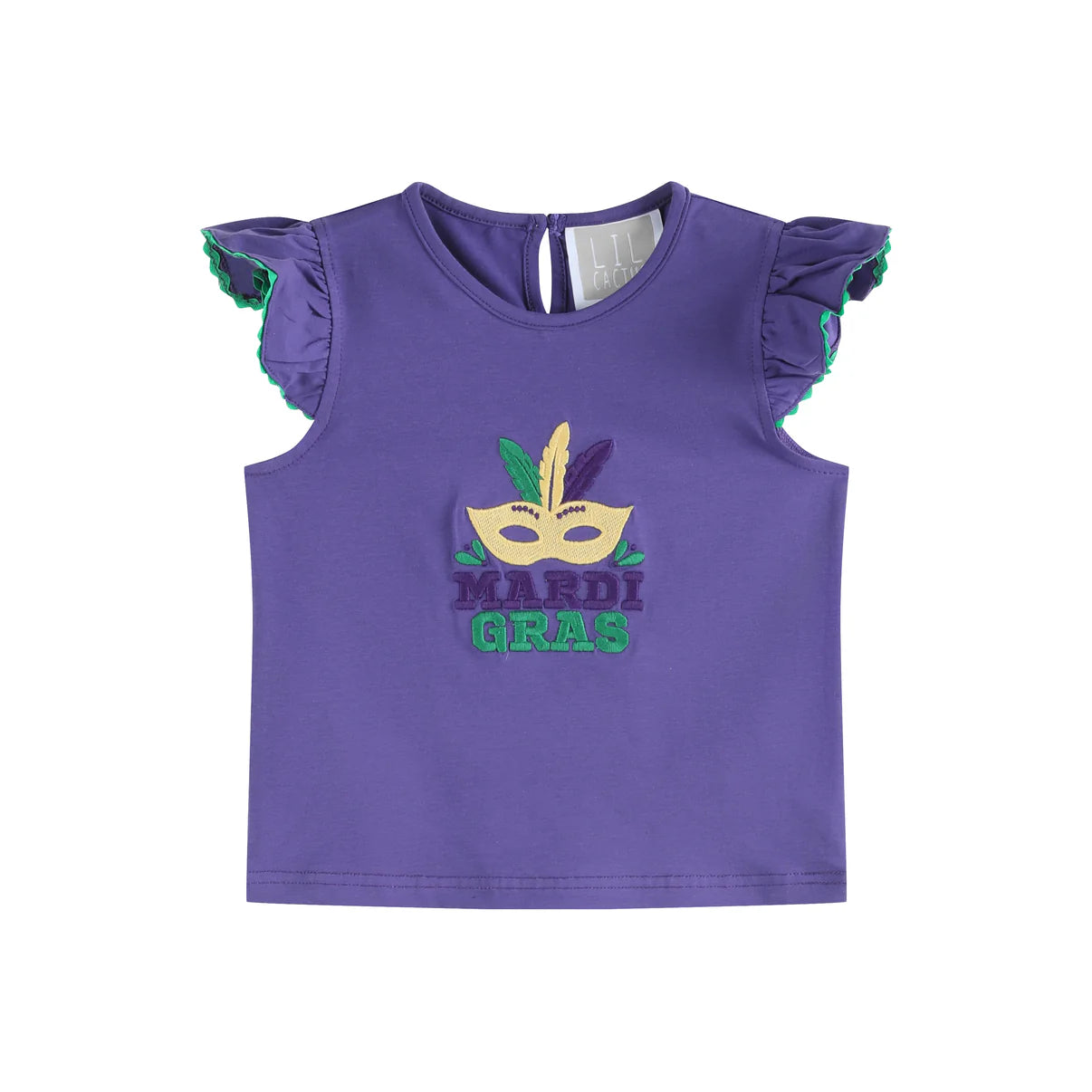 Mardi Gras Applique Ruffle Tee