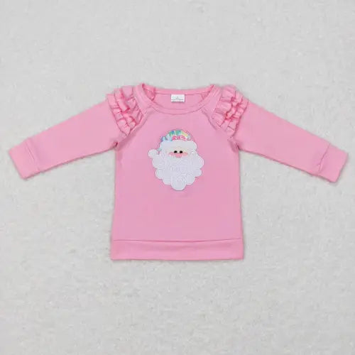 Girls Santa Embroidered Long Sleeve Sweater