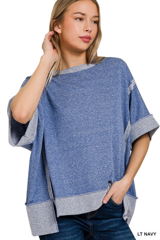 Two-Toned Drop Shoulder Top