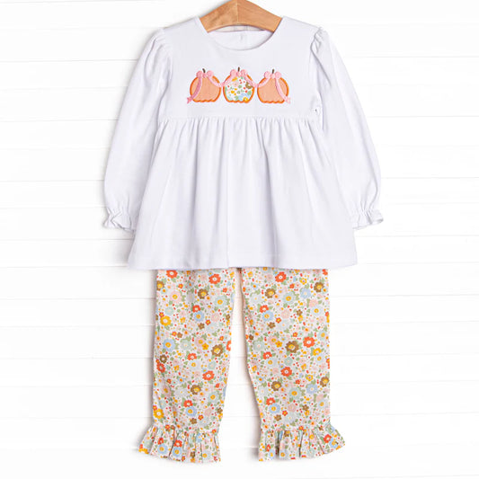 Pumpkin Embroidered Long Sleeve Set